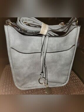 Gray Women’s Crossbody Bag - Minimal Leather-Style Shoulder Purse